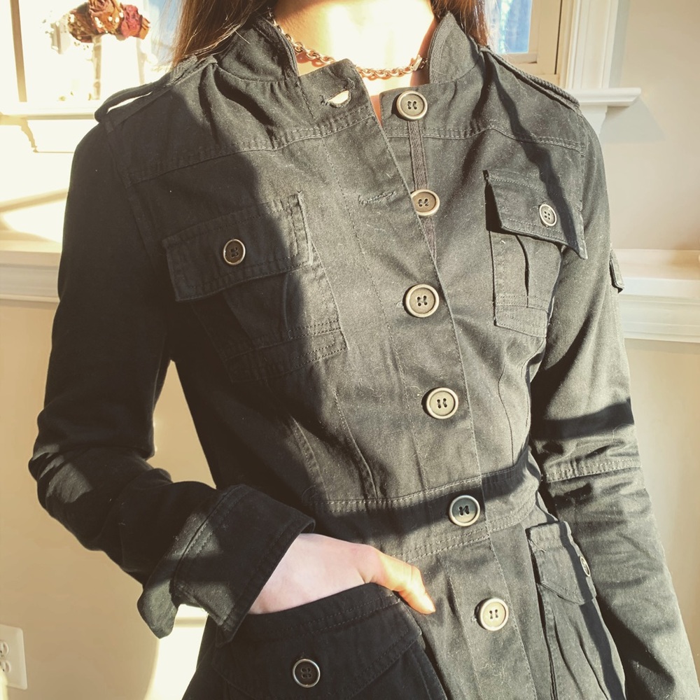 Beautiful charcoal black utility jacket